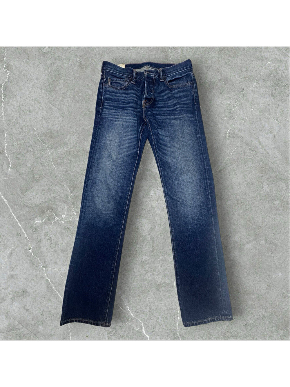 Abercrombie & Fitch Men's Blue Denim Jeans Slim Straight Mid Rise Button